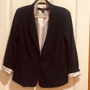 One button polka dot lined blazer